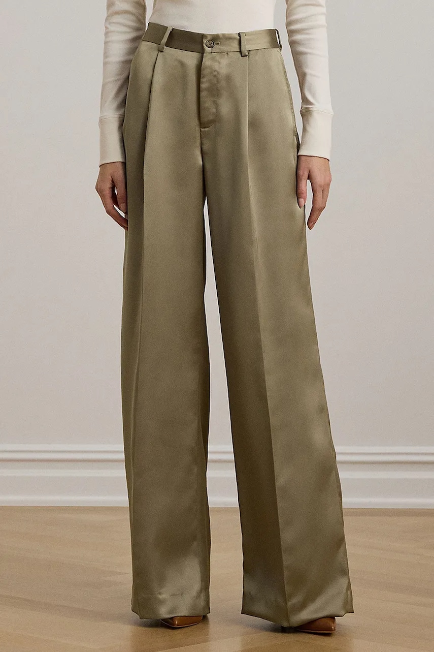 Брюки Lauren Ralph Lauren цвет коричневый широкие высокая посадка 200963668 Брюки Lauren Ralph Lauren цвет коричневый широкие высокая посадка 200963668