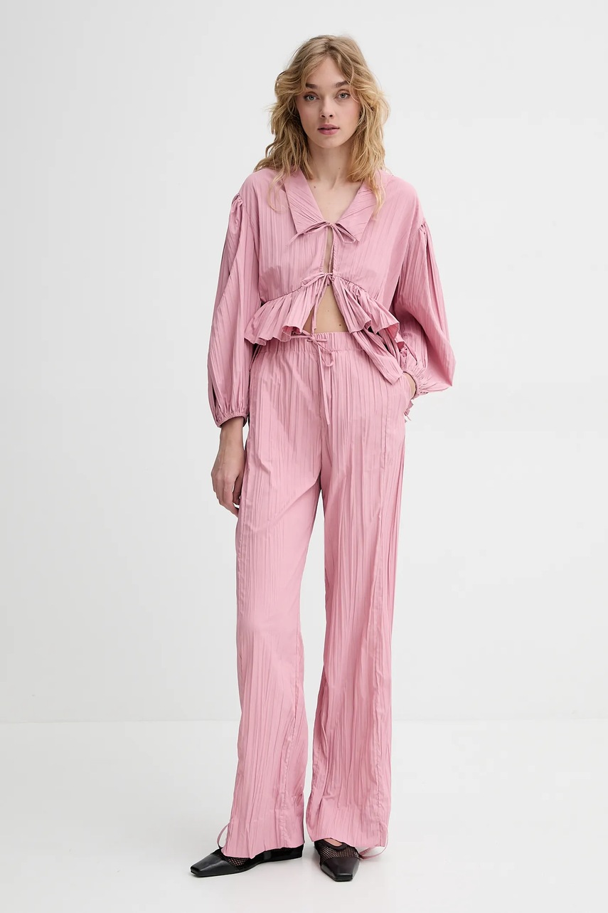 Брюки Stine Goya цвет розовый прямые высокая посадка SG-SS25-P078-2342