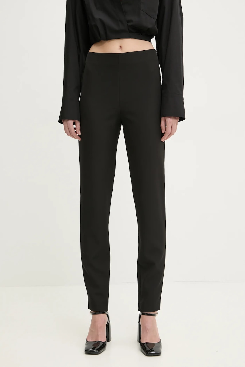 Moschino Jeans pantaloni femei, culoarea negru, mulata, high waist, 0302 3225 Moschino Jeans pantaloni femei, culoarea negru, mulata, high waist, 0302 3225