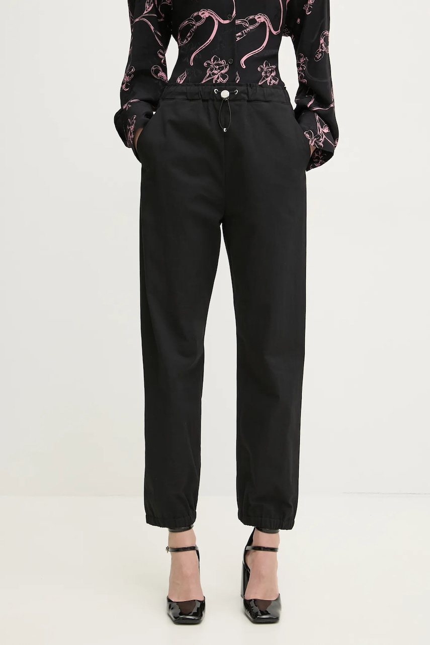 Moschino Jeans pantaloni femei, culoarea negru, high waist, 0303 3224