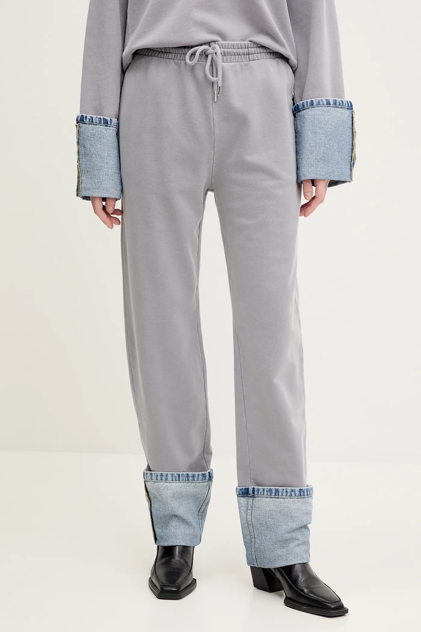Moschino Jeans pantaloni de trening femei, culoarea gri, modelator, 0321 3228 Moschino Jeans pantaloni de trening femei, culoarea gri, modelator, 0321 3228