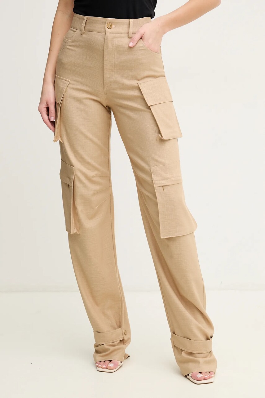 Simona Corsellini pantaloni culoarea verde, drept, high waist, P25CPPA017