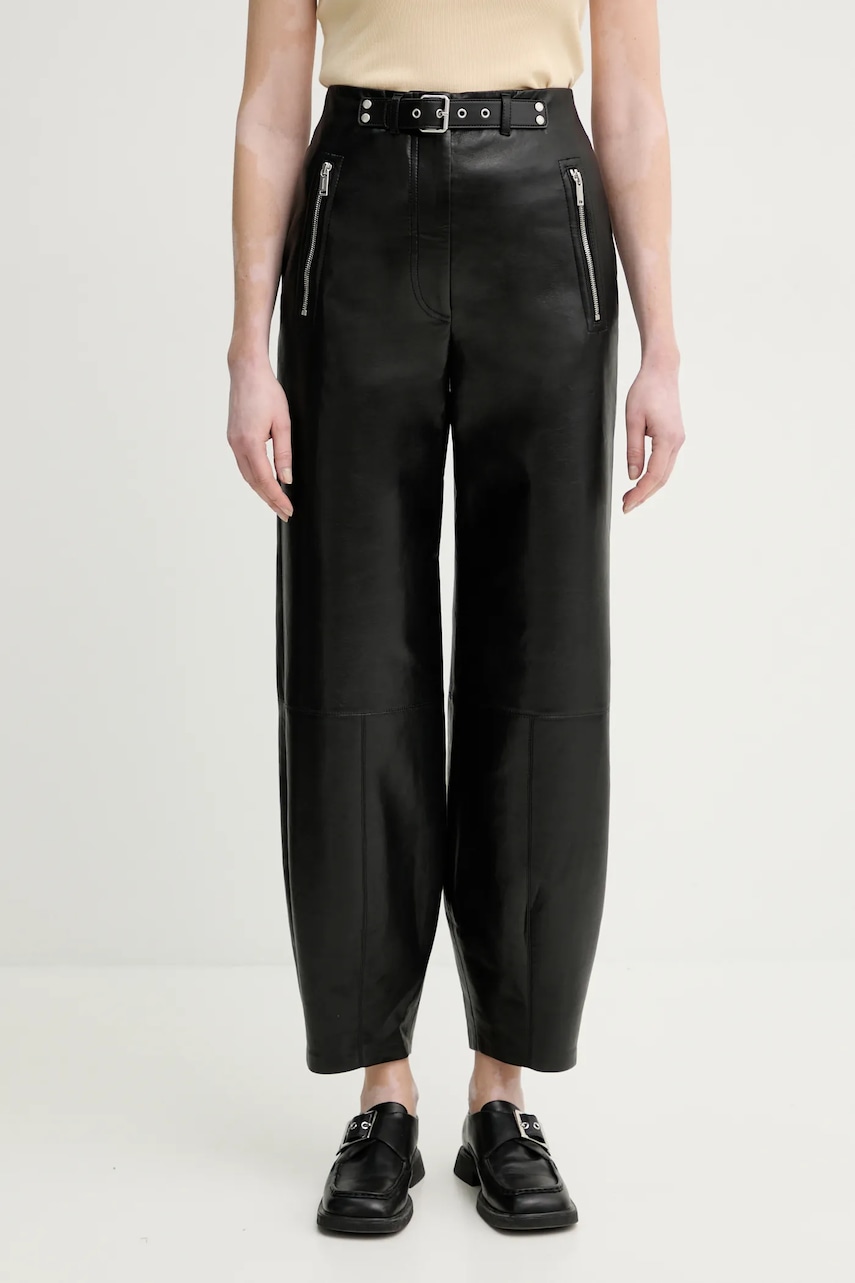Nanushka pantaloni JOZEFA femei, culoarea negru, fason chinos, high waist, NW25RSPA13699
