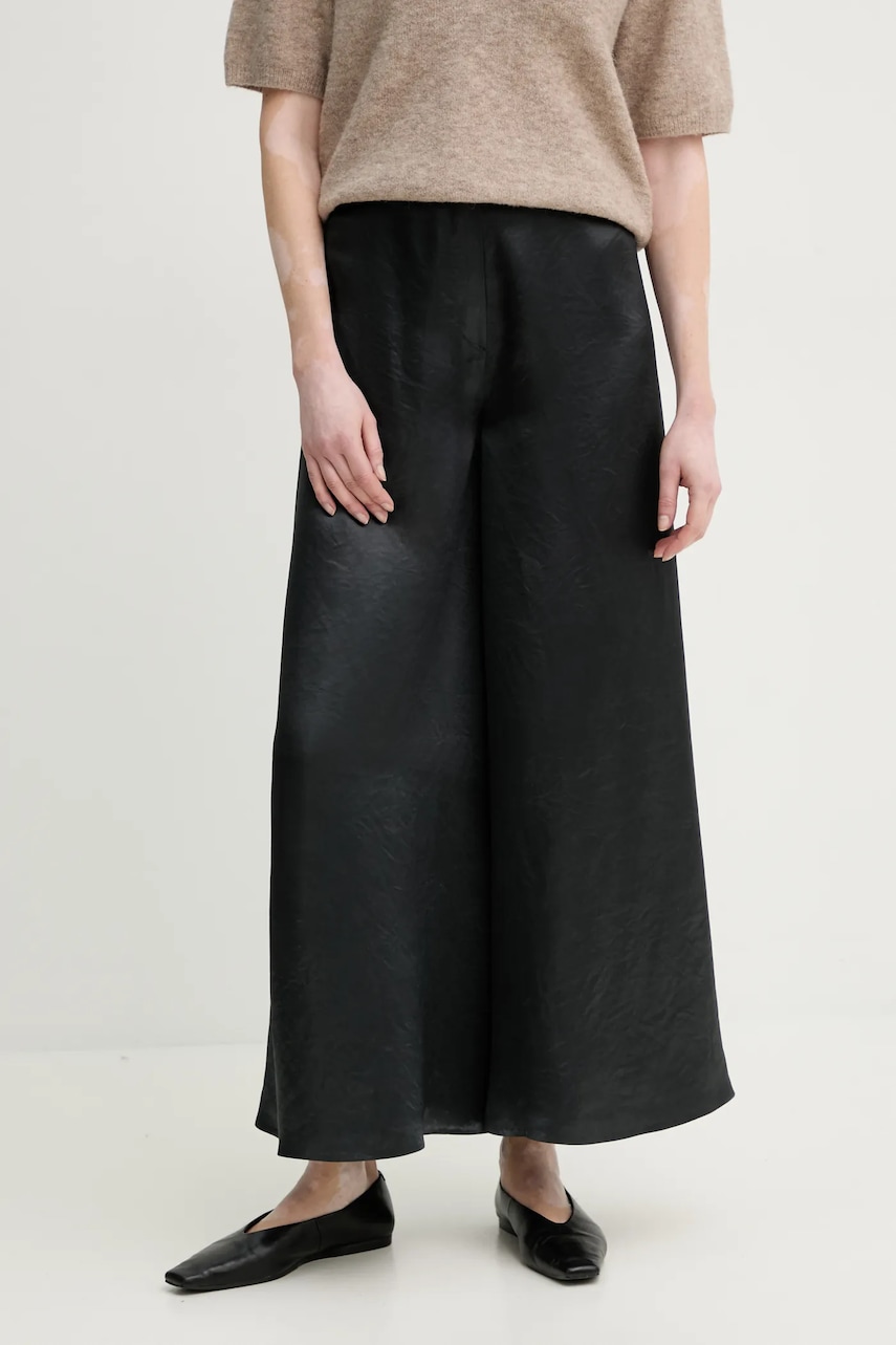 Nanushka pantaloni ZANIAH femei, culoarea verde, lat, high waist, NW25RSPA02977