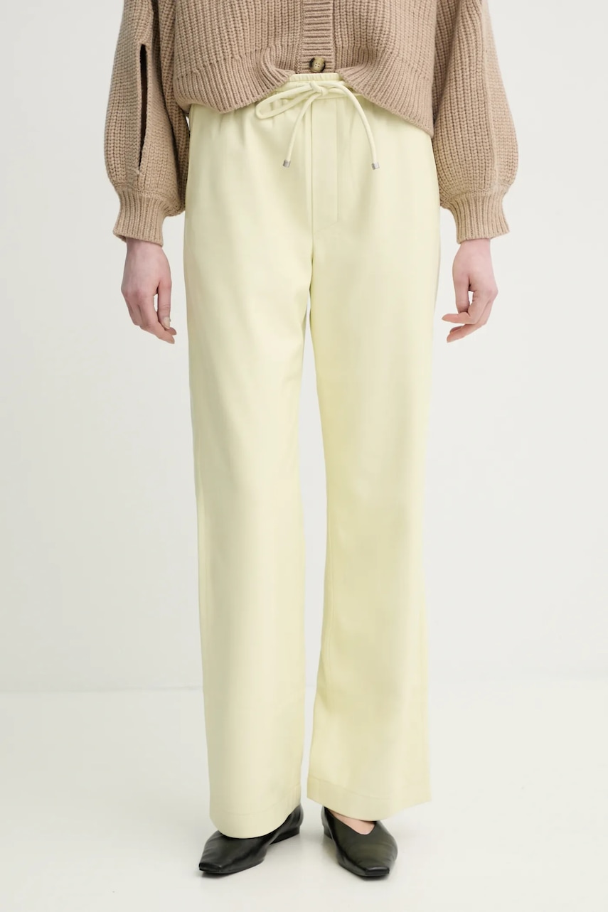 Nanushka pantaloni CALIE femei, culoarea galben, lat, high waist, NW25RSPA06513