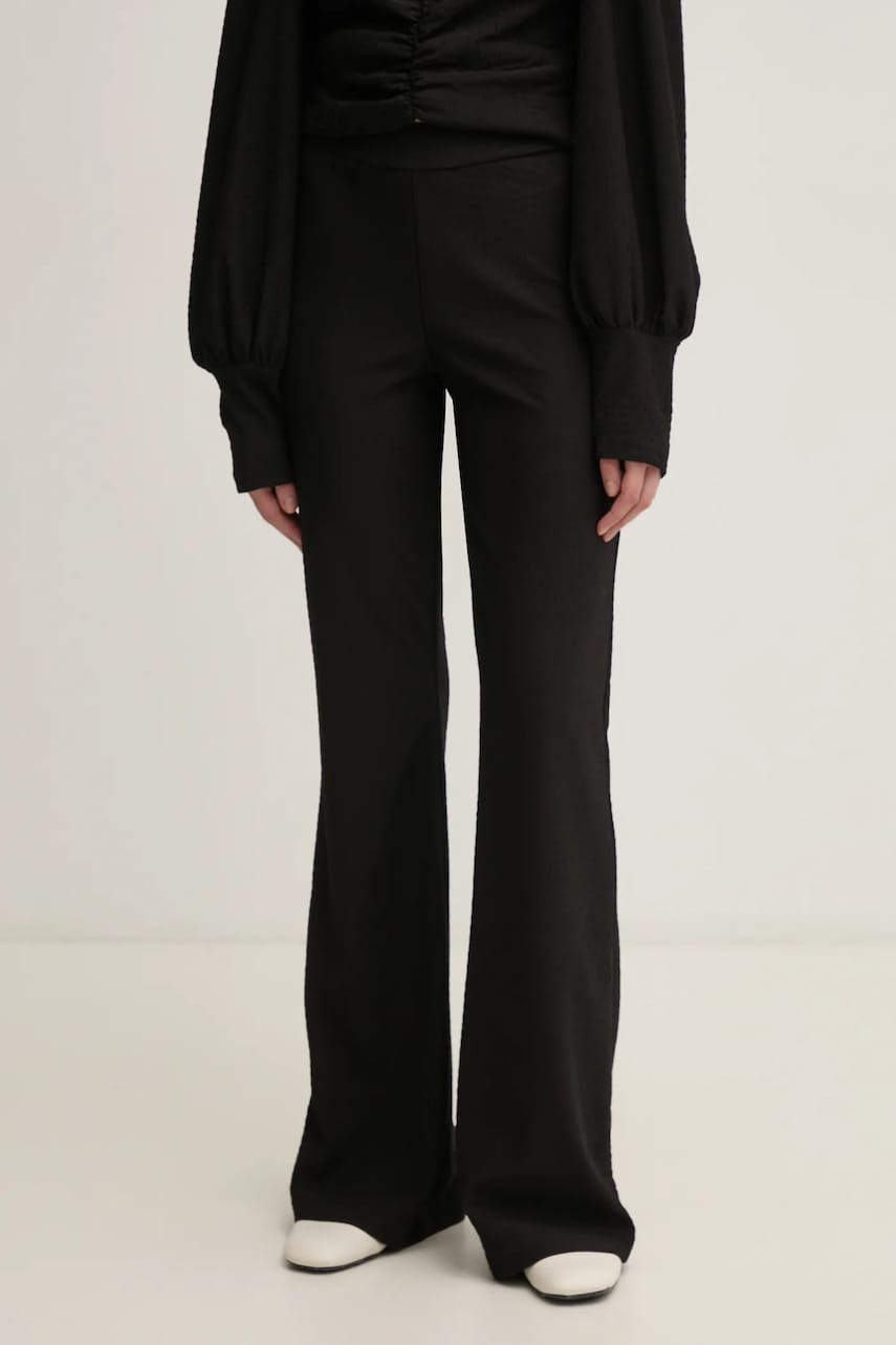 Gestuz pantaloni femei, culoarea negru, evazati, high waist, 10909688 Gestuz pantaloni femei, culoarea negru, evazati, high waist, 10909688