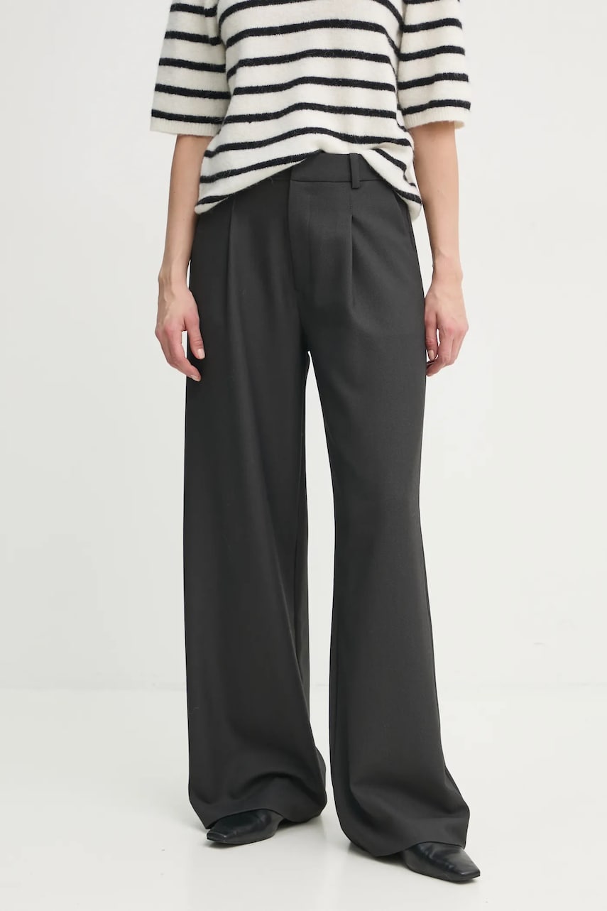 Gestuz pantaloni femei, culoarea gri, lat, high waist, 10909759 Gestuz pantaloni femei, culoarea gri, lat, high waist, 10909759