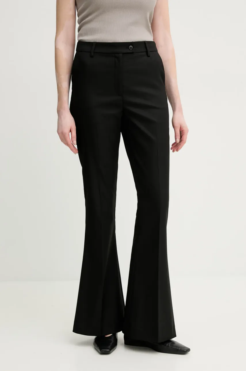 Gestuz pantaloni femei, culoarea negru, mulata, high waist, 10909903