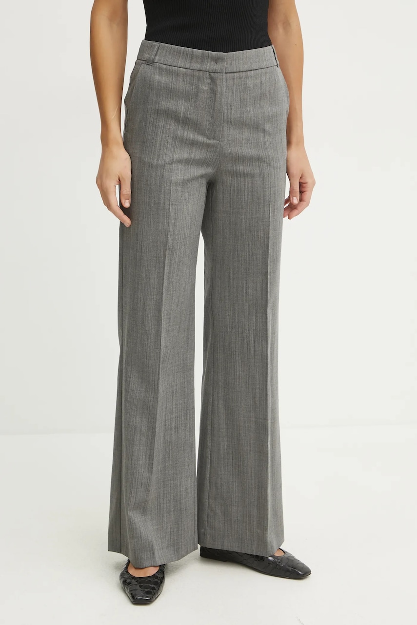 MAX&Co. pantaloni de lână femei, culoarea gri, lat, high waist, 2516131032200 MAX&Co. pantaloni de lână femei, culoarea gri, lat, high waist, 2516131032200