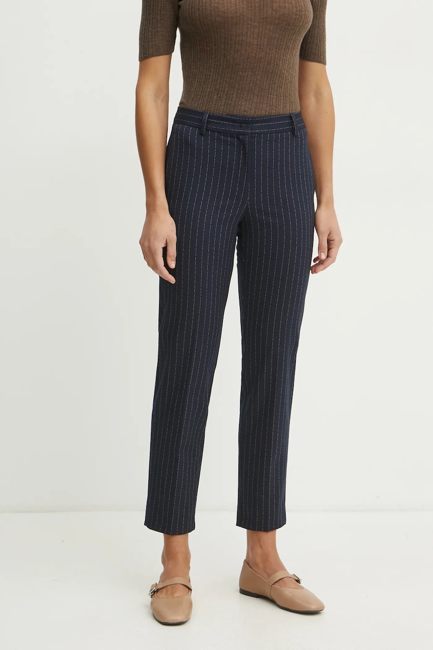 MAX&Co. pantaloni femei, culoarea albastru marin, fason tigareta, medium waist, 2516131042200