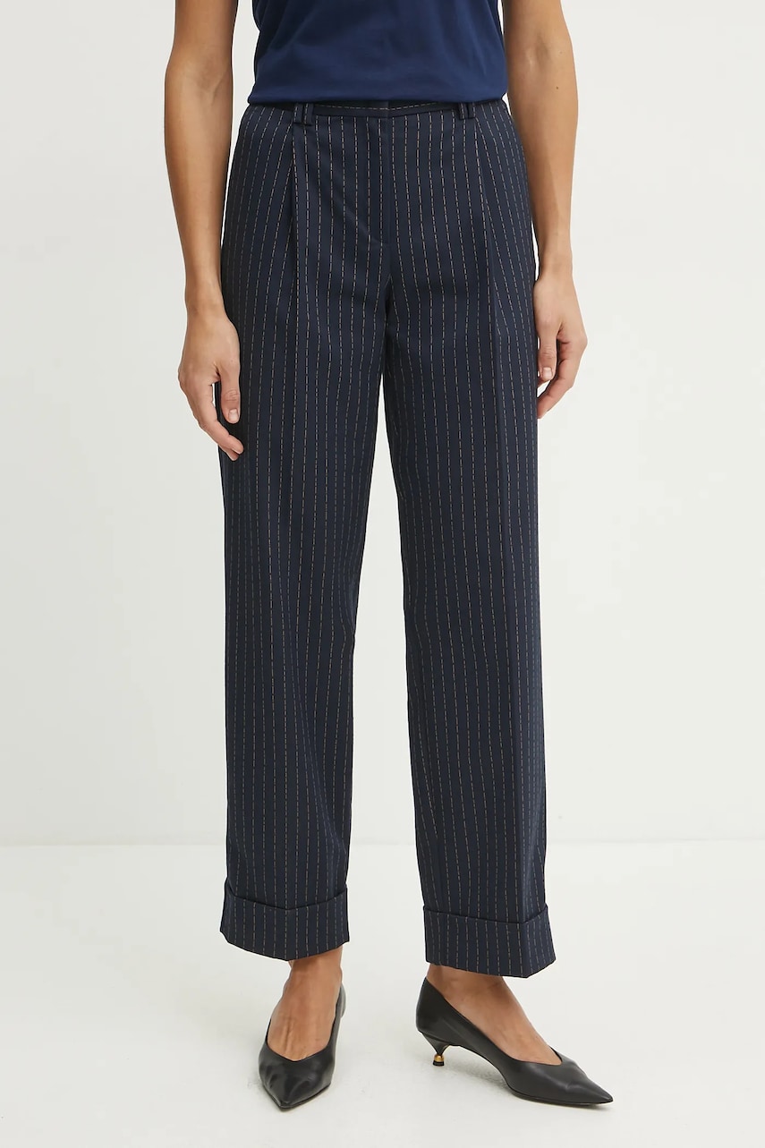 MAX&Co. pantaloni femei, culoarea albastru marin, drept, high waist, 2516131062200