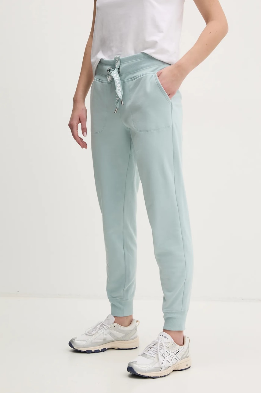 Dkny pantaloni de trening femei, culoarea turcoaz, neted, DP5P3496