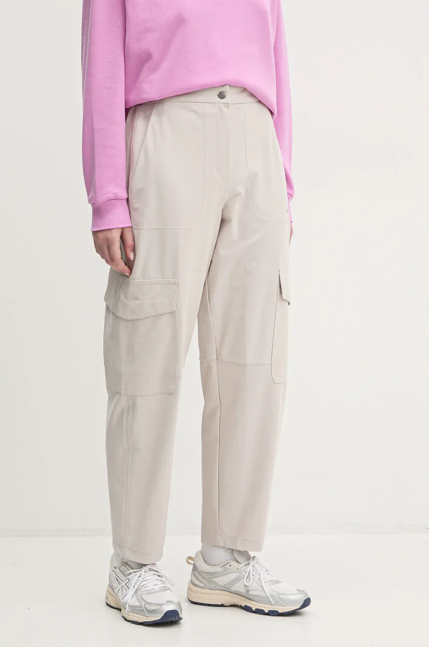 Kalhoty Dkny dámské, béžová barva, kapsáče, high waist, DP5P3500