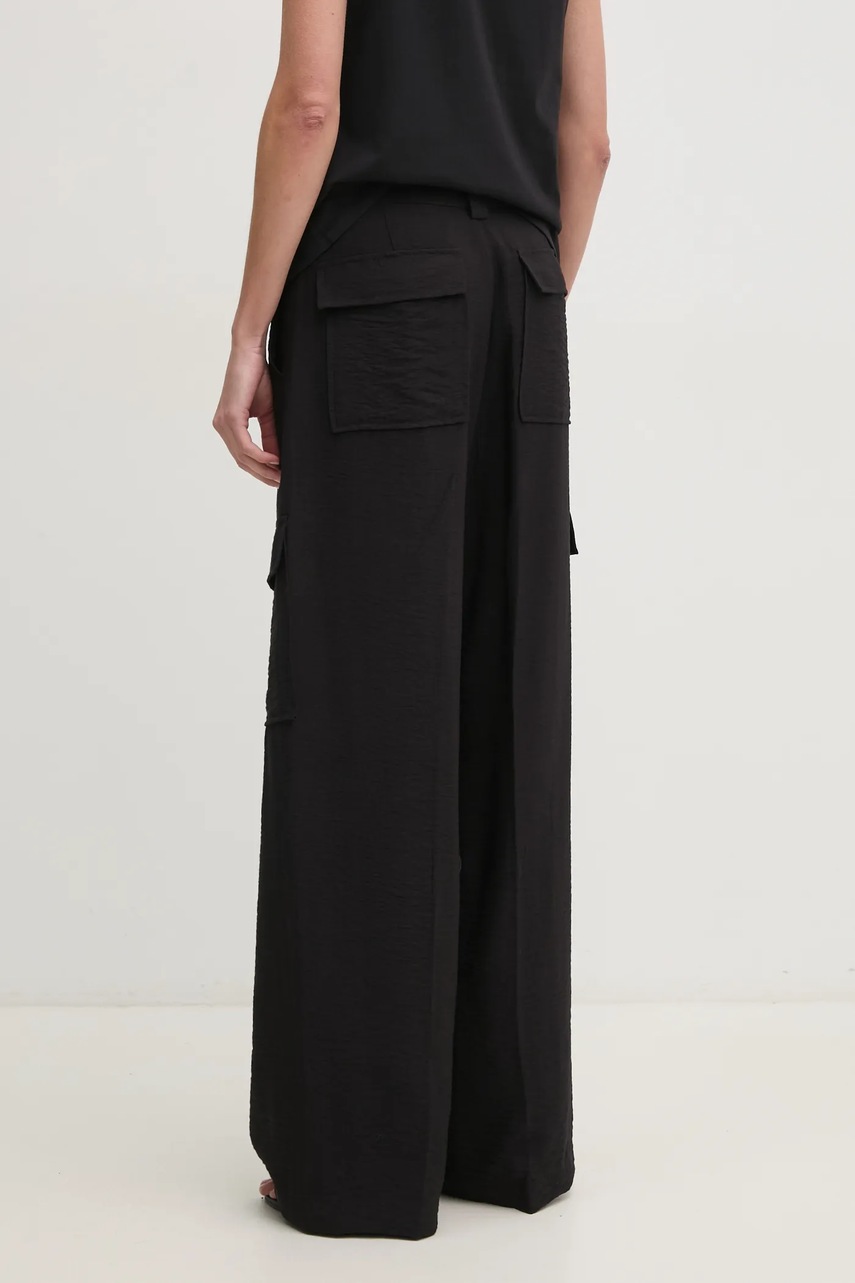 Dkny nadrág női, fekete, magas derekú cargo, P44KUV31 termék 2. képe