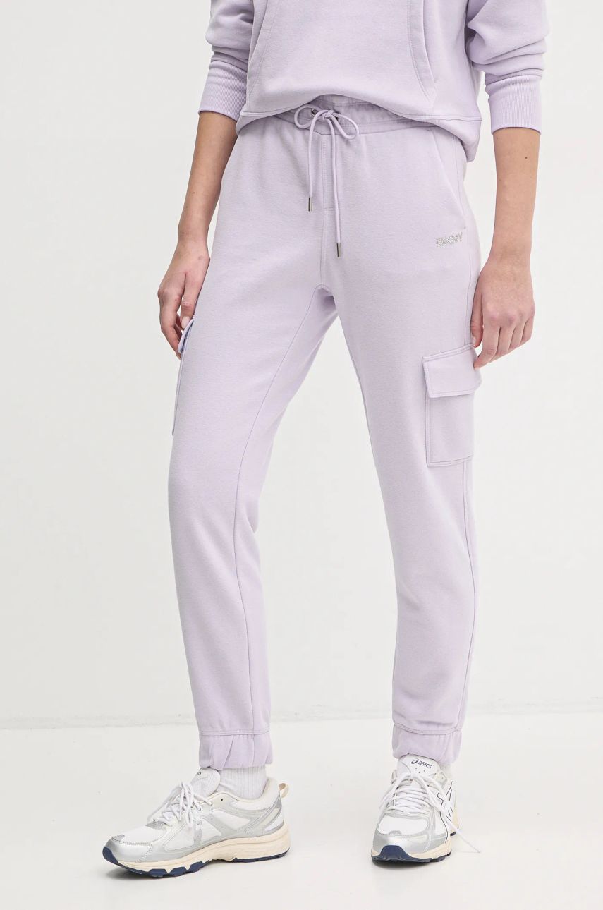 Dkny pantaloni de trening culoarea violet, neted, DP5P3504