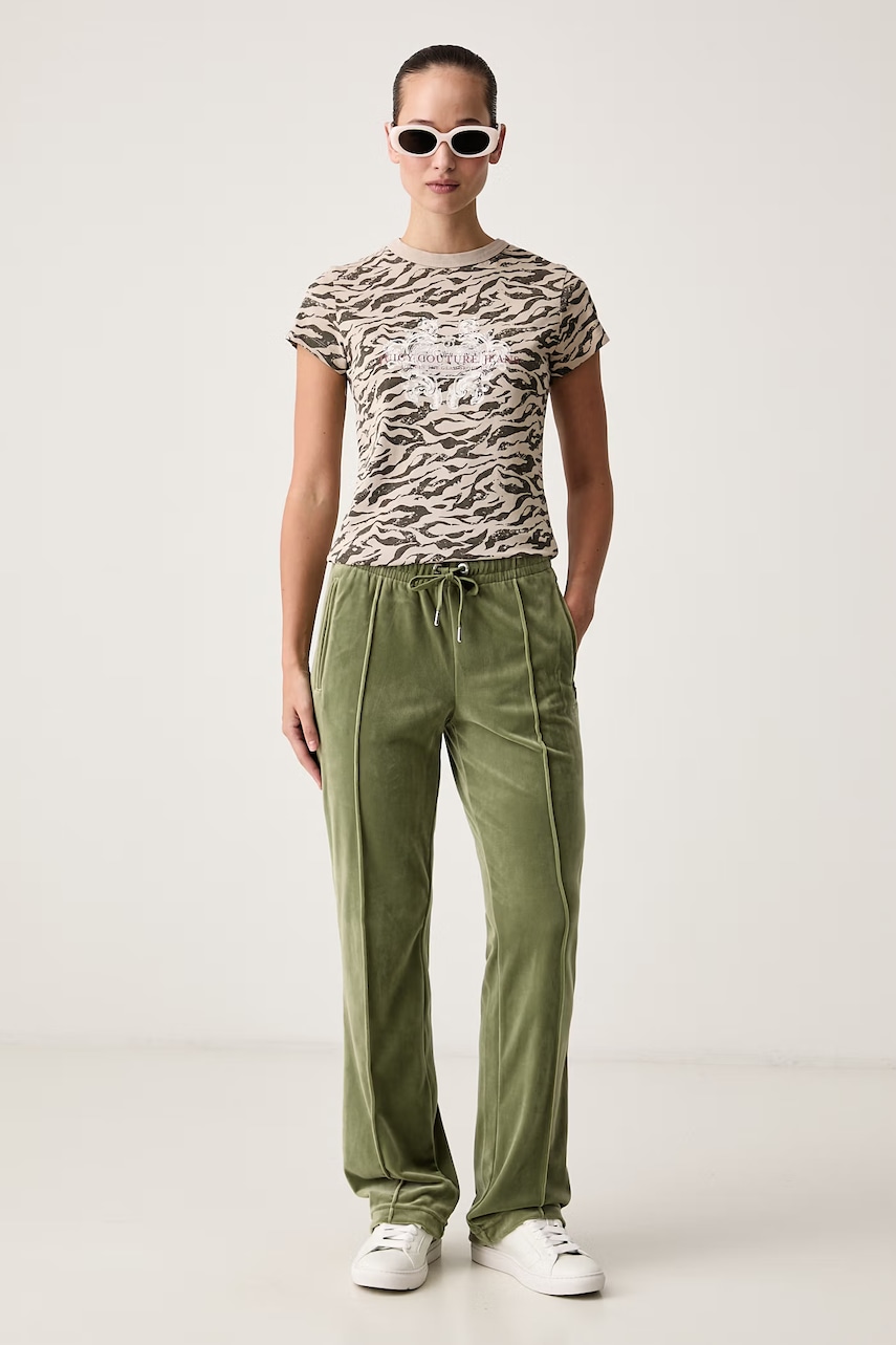 Juicy Couture  разкроен панталон дамски от кадифе TINA TRACK PANT