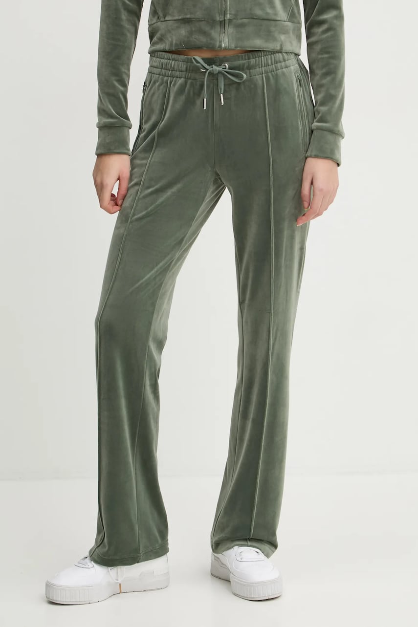 Juicy Couture pantaloni de trening culoarea verde, cu imprimeu, JCAPW045