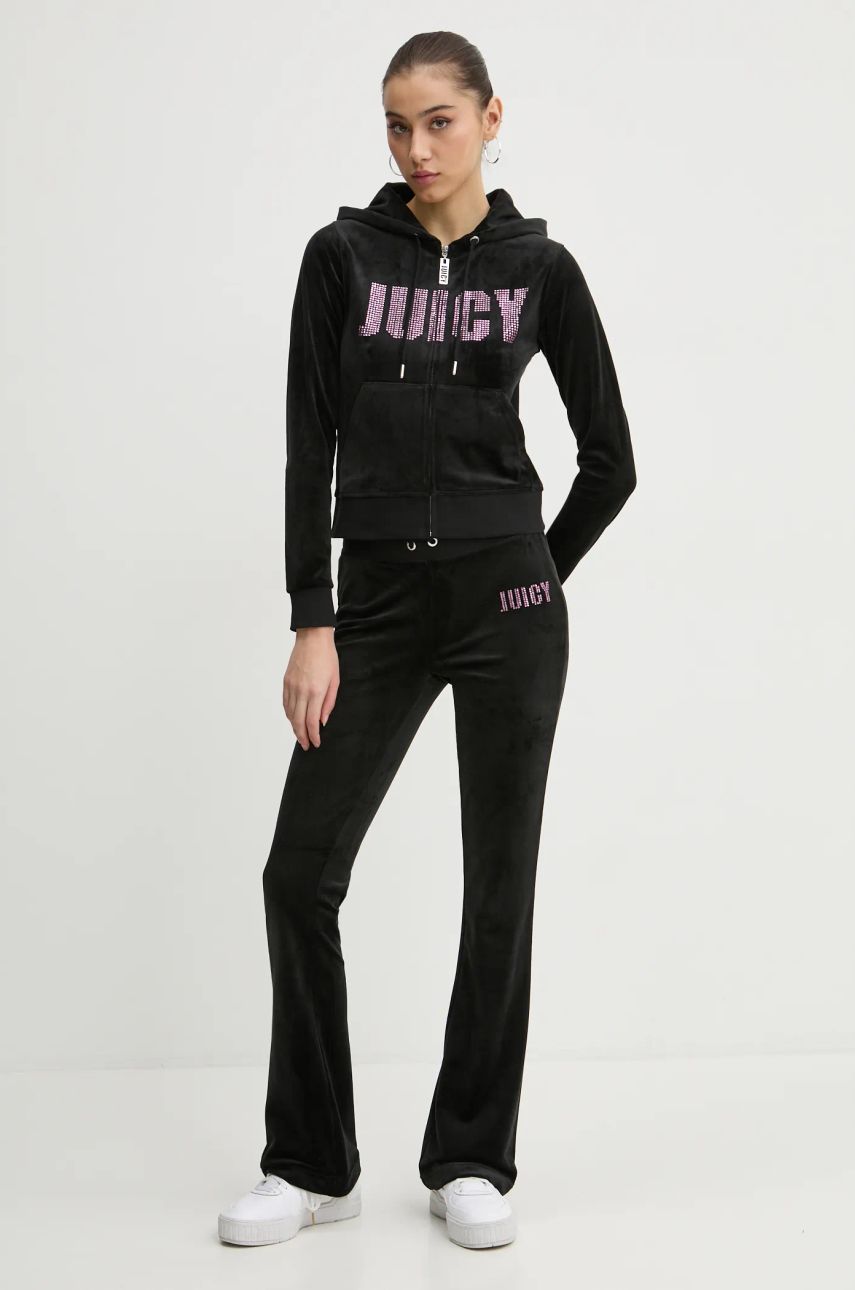 Donji dio trenirke Juicy Couture boja: crna, s aplikacijom, JCBBJ125862