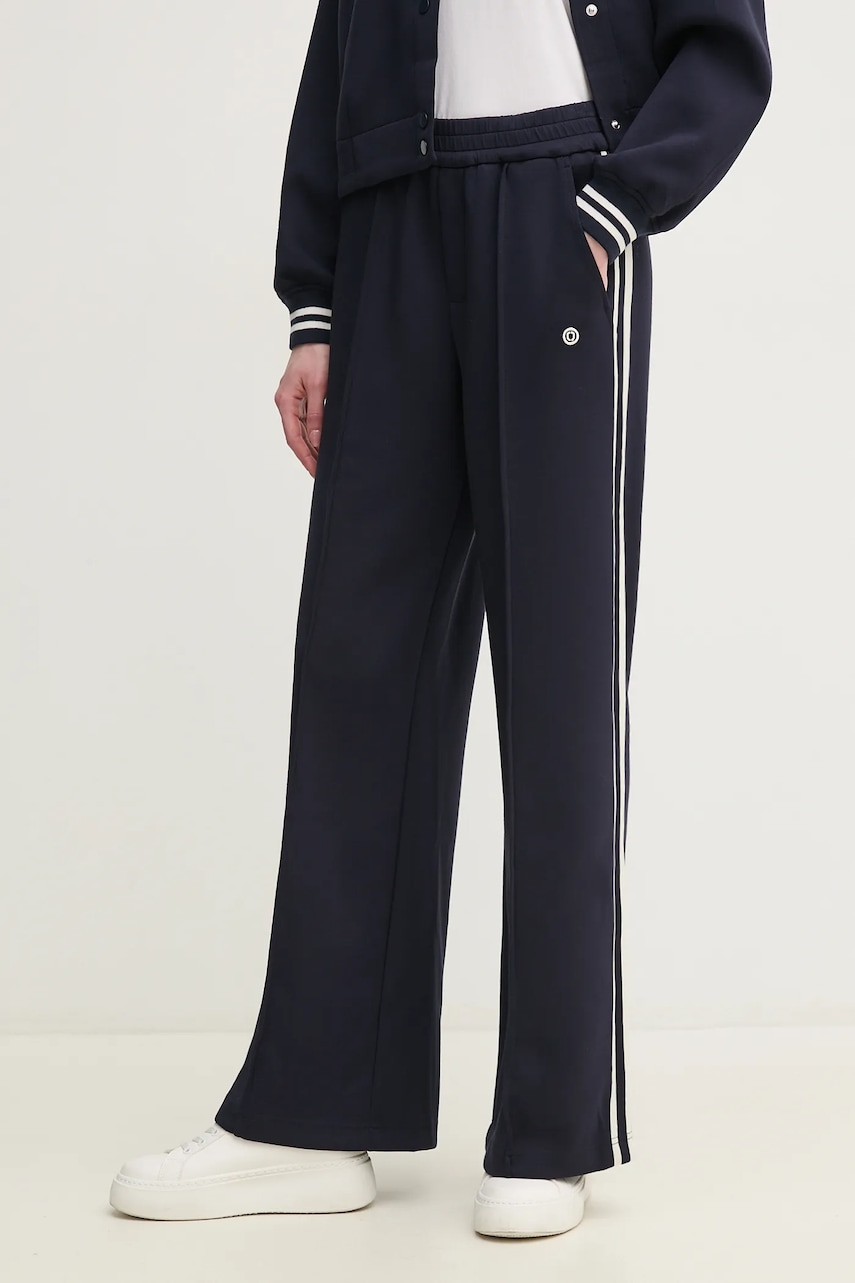 OUI pantaloni de trening femei, culoarea albastru marin, cu imprimeu, 91765 OUI pantaloni de trening femei, culoarea albastru marin, cu imprimeu, 91765
