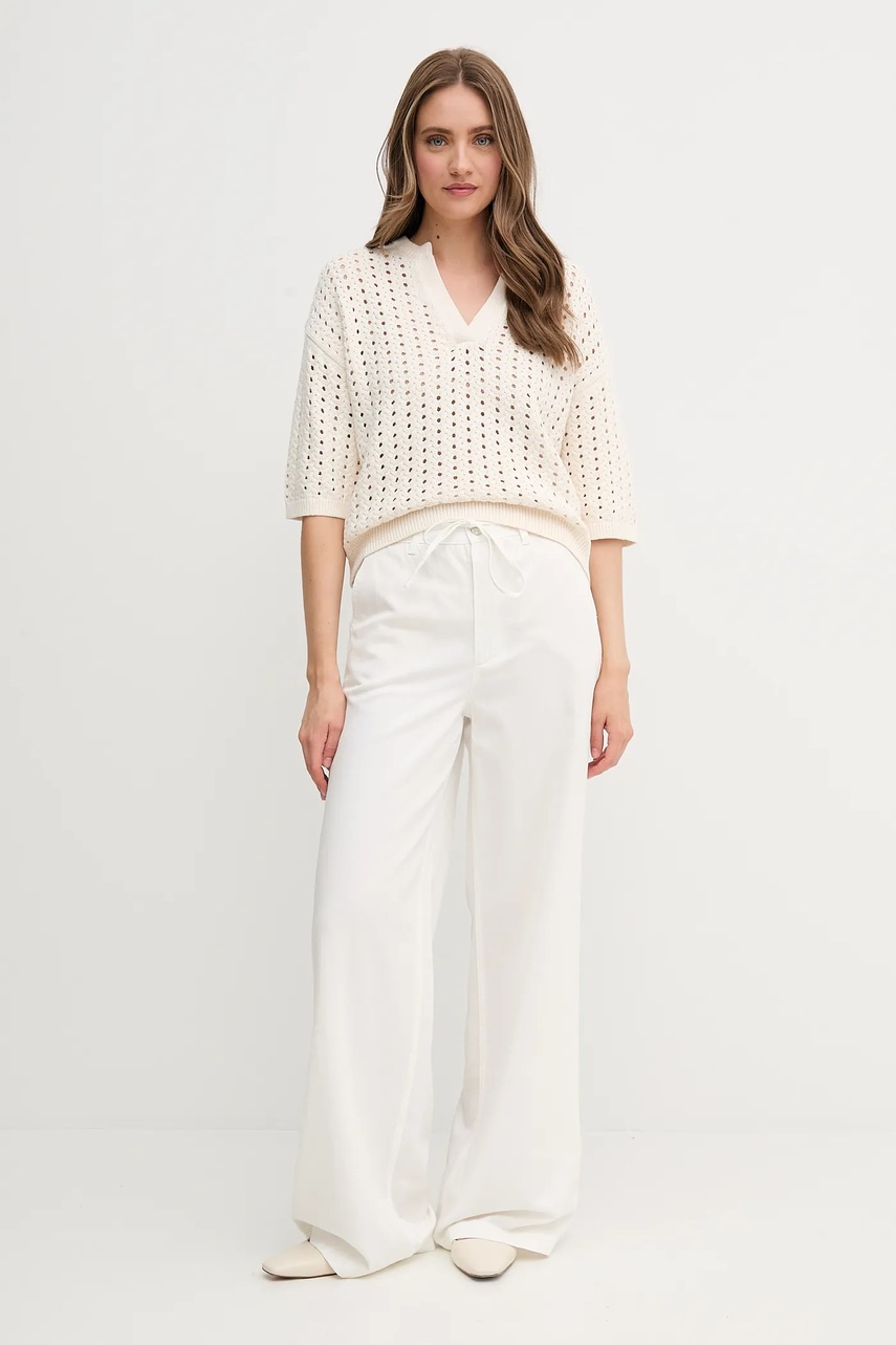 Брюки OUI цвет белый широкие высокая посадка 92027