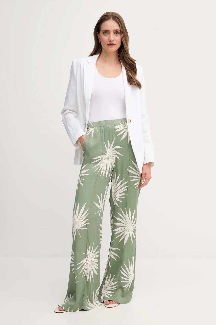 Брюки OUI цвет зелёный прямые высокая посадка 92813