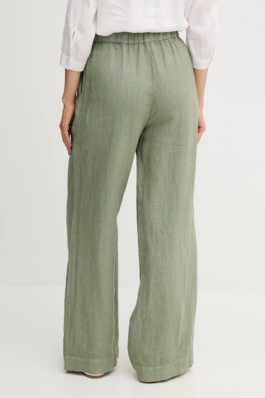 Λινό παντελόνι OUI χρώμα: πράσινο, 92821 φωτογραφία