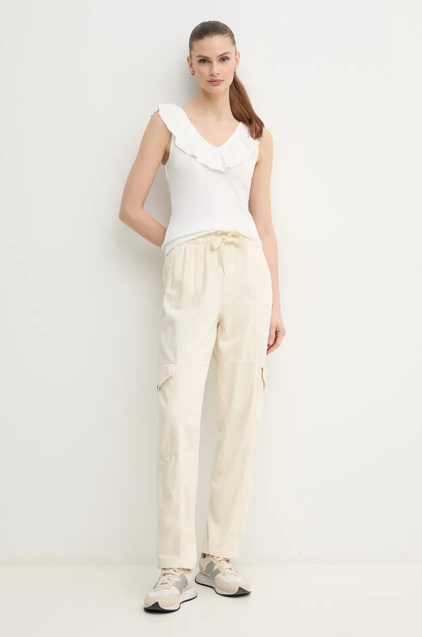 Брюки Pepe Jeans HADDA PANT женские цвет бежевый фасон cargo высокая посадка PL211809 Брюки Pepe Jeans HADDA PANT женские цвет бежевый фасон cargo высокая посадка PL211809