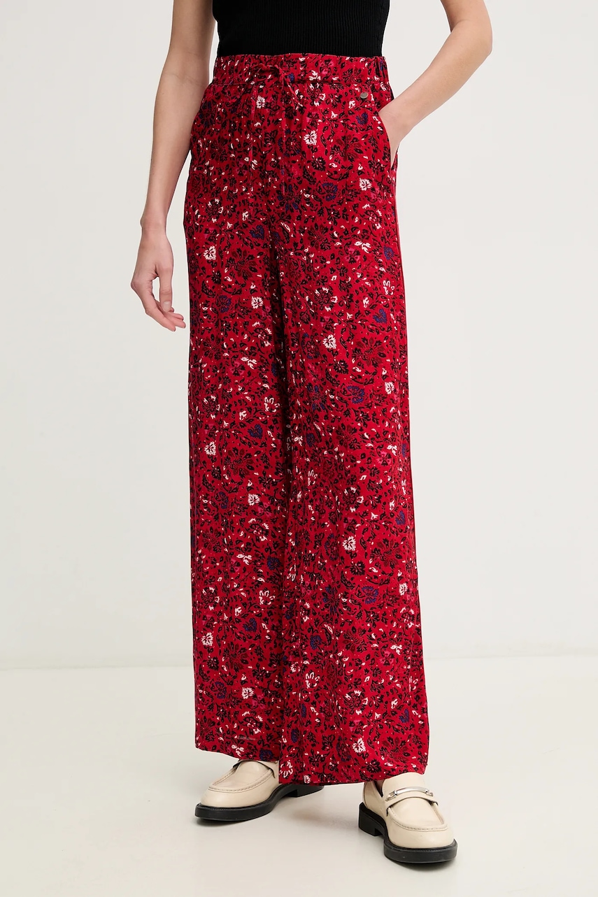 Pepe Jeans pantaloni CHASTITY femei, culoarea rosu, lat, high waist, PL211820