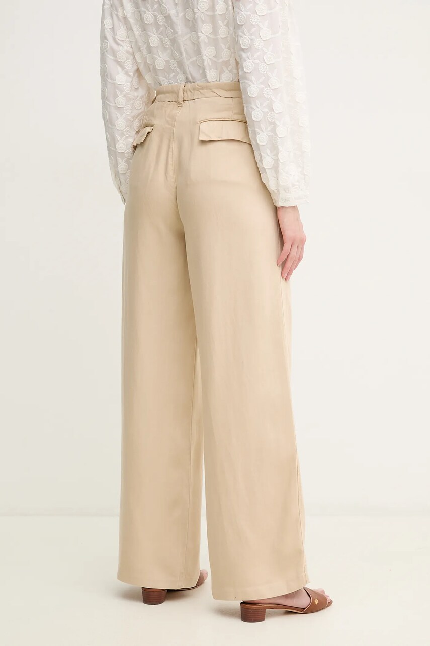 Pepe Jeans nadrág GOA női, bézs, magas derekú széles, PL211834 termék 2. képe