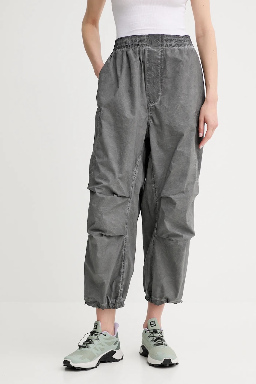 Sunnei pantaloni culoarea gri, lat, high waist, RTWXBOT023