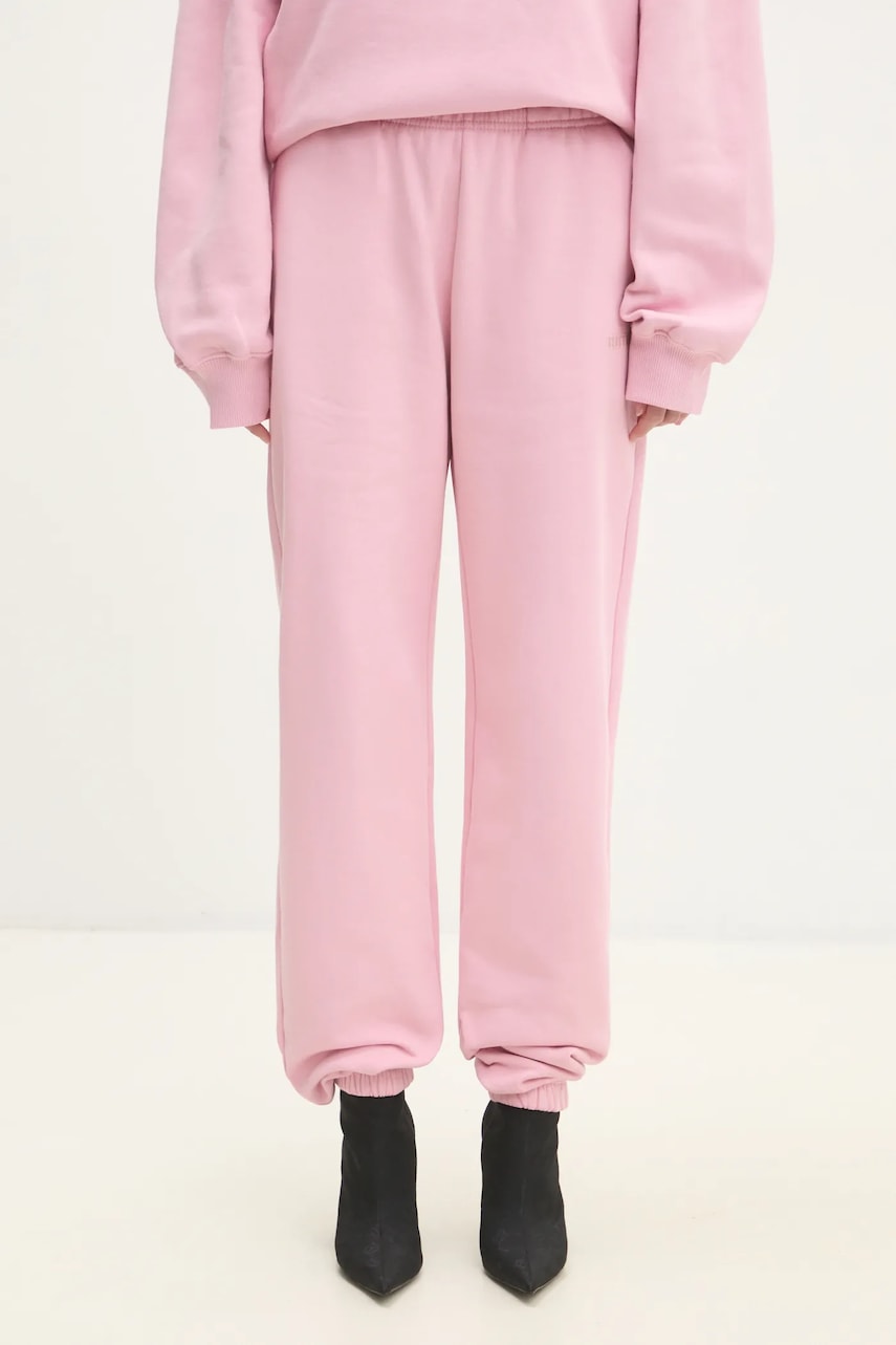 Rotate pantaloni de trening din bumbac culoarea roz, neted, 1134301986