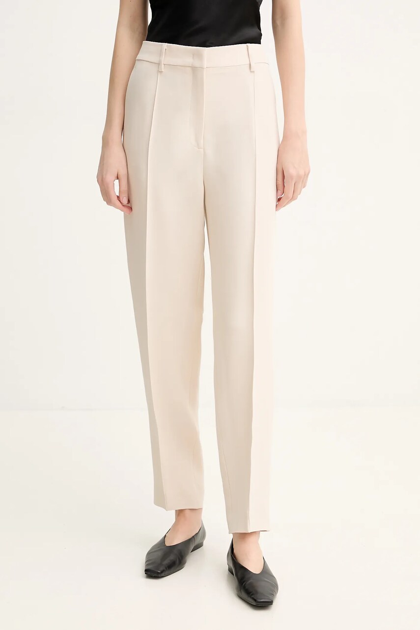 Iceberg pantaloni femei, culoarea bej, fason tigareta, high waist, B101 5142