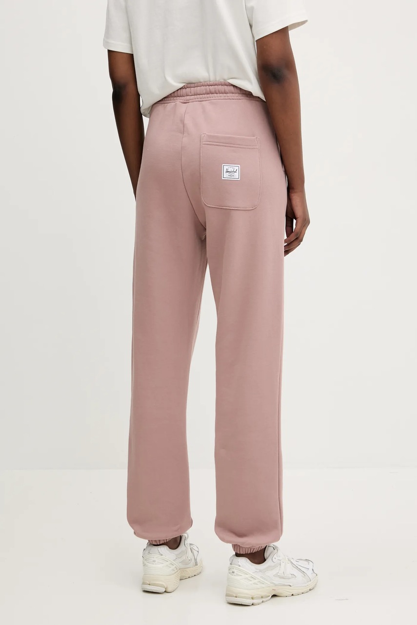 Herschel pamut melegítőnadrág barna, női, sima, 50298-02077 termék 2. képe