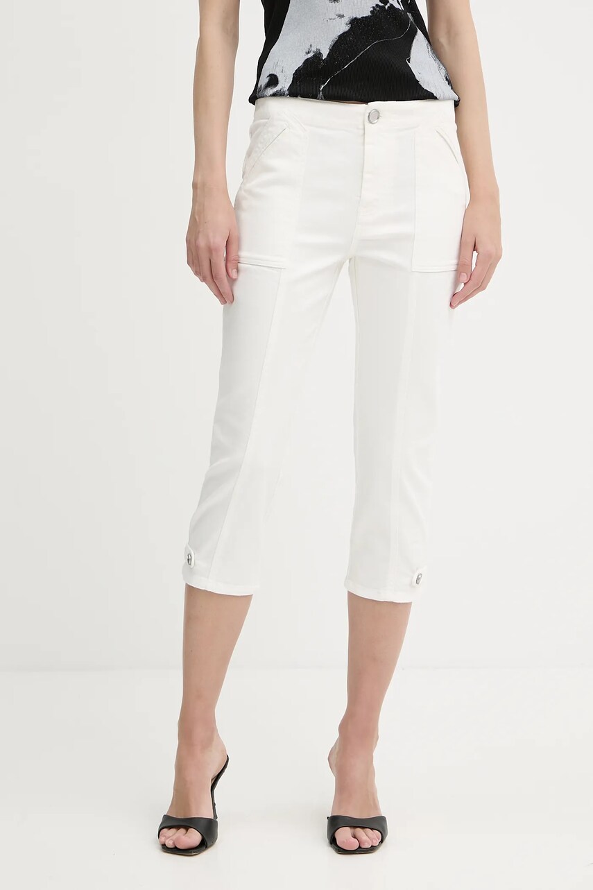 Levně Kalhoty Pinko dámské, bílá barva, medium waist, 105232 A2M6