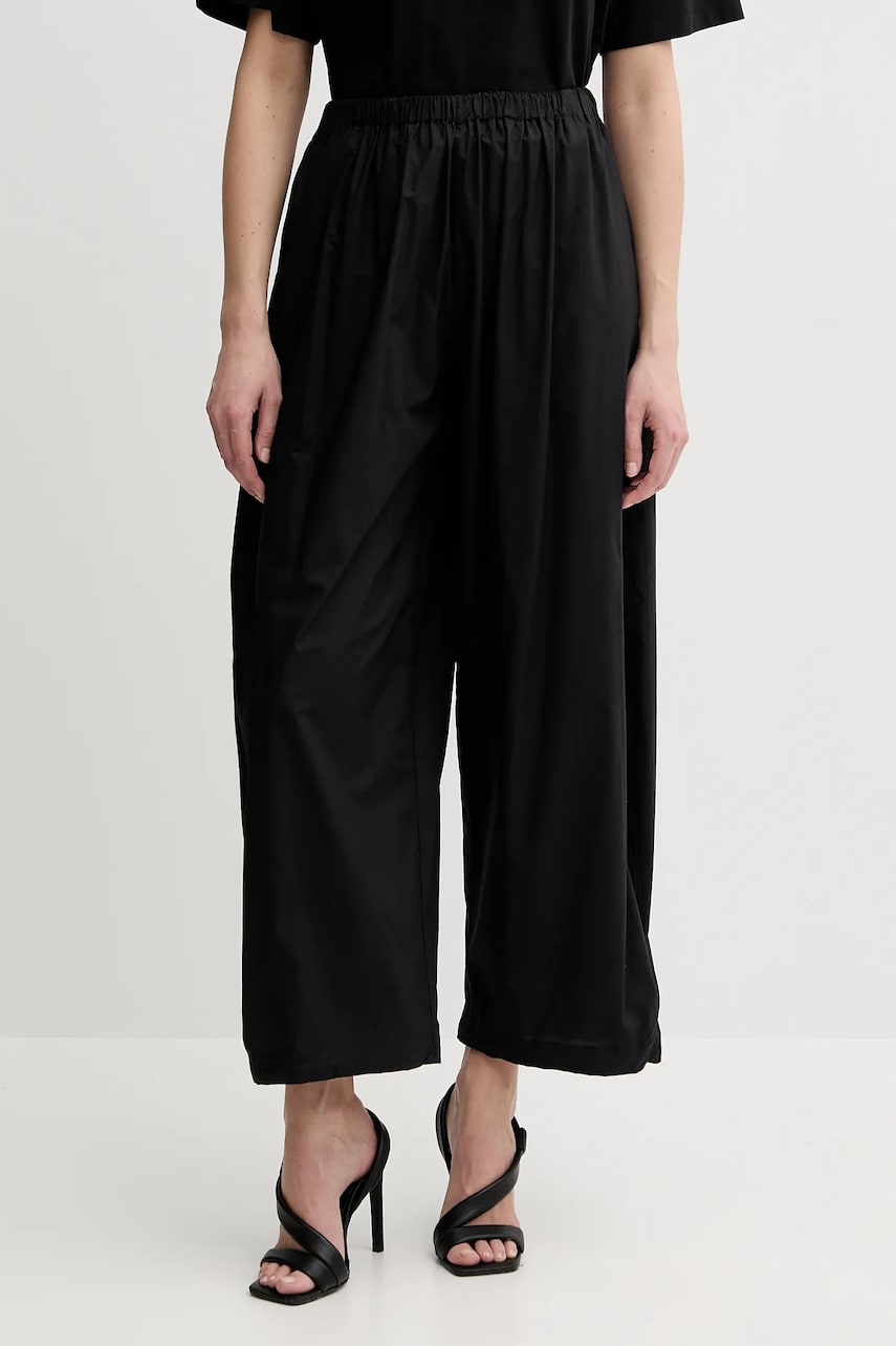 Levně Bavlněné kalhoty Pinko dámské, černá barva, široké, high waist, 105210 A2LD
