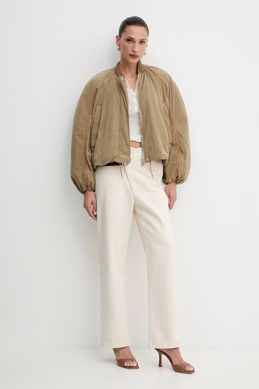 Хлопковые брюки Pinko REIMAGINE by Patrick Mcdowell цвет бежевый прямые высокая посадка 105071 A2JP