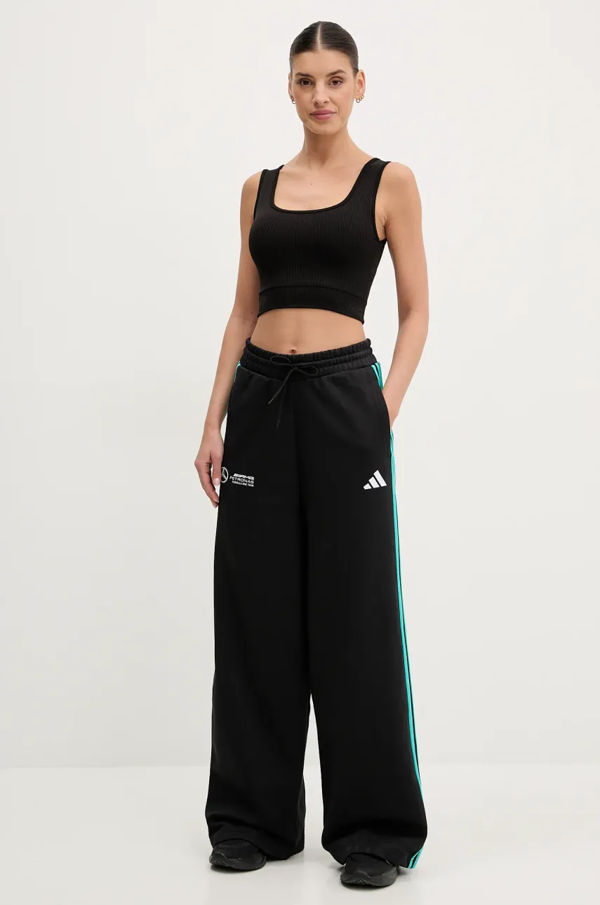 Спортивные штаны adidas x Mercedes женские цвет чёрный с аппликацией JV5432 Спортивные штаны adidas x Mercedes женские цвет чёрный с аппликацией JV5432