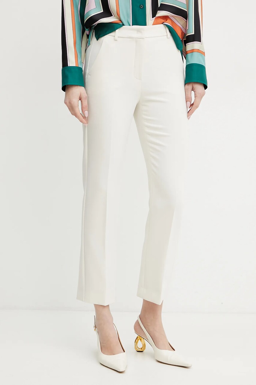 Weekend Max Mara pantaloni femei, culoarea bej, drept, high waist, 2515131031600