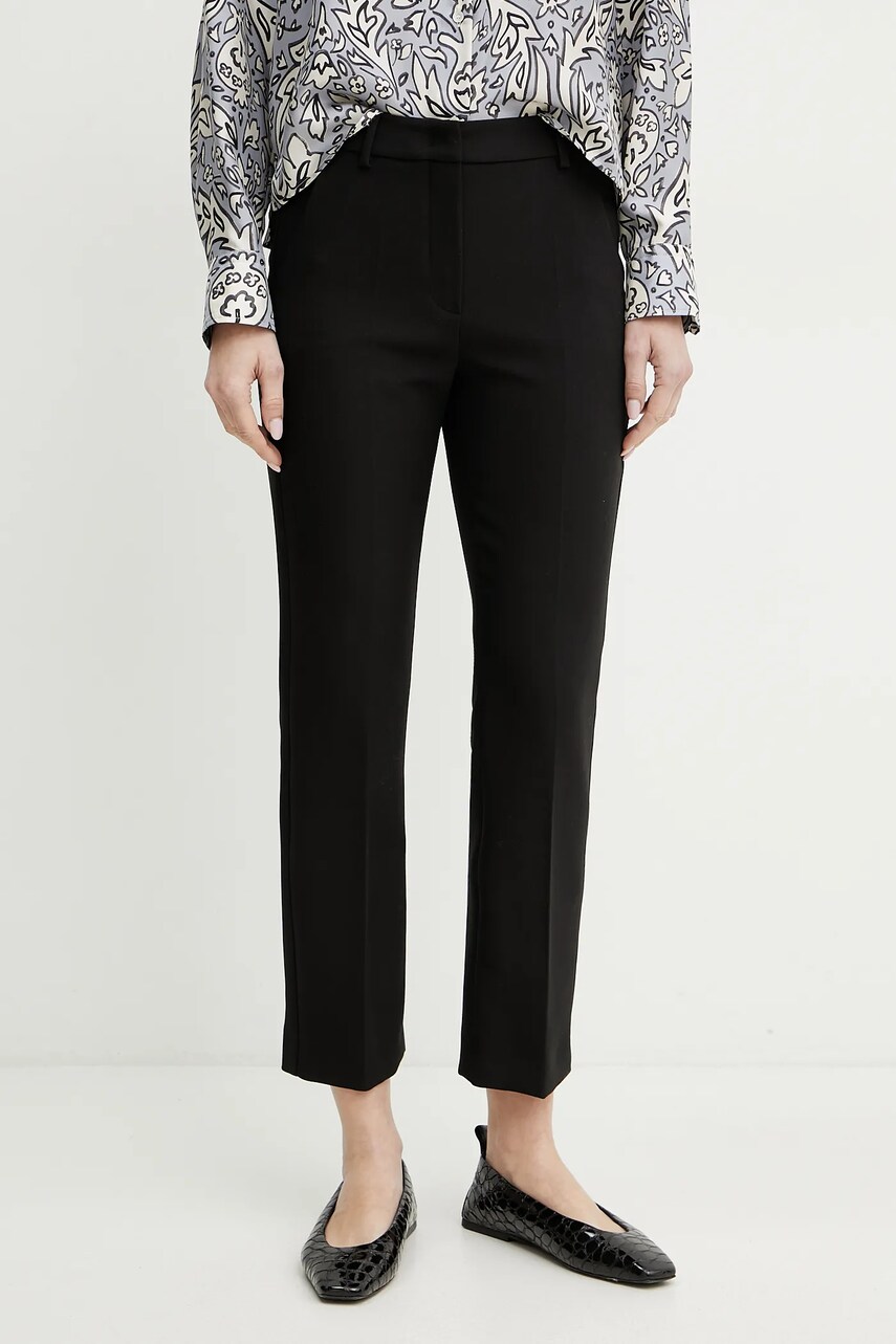 Weekend Max Mara pantaloni femei, culoarea negru, drept, high waist, 2515131031600