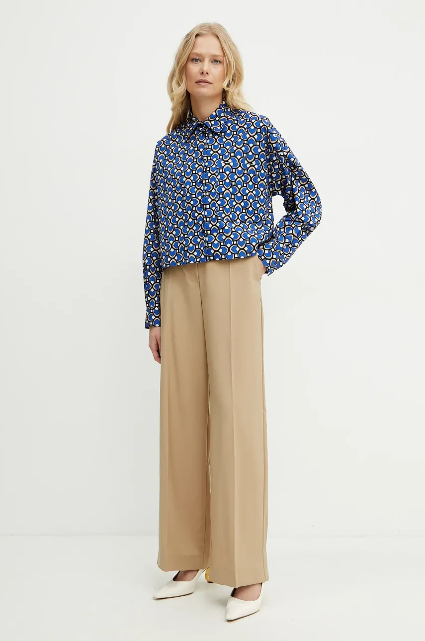 Шерстяные брюки Weekend Max Mara женские цвет зелёный широкие высокая посадка 2515131041600 Шерстяные брюки Weekend Max Mara женские цвет зелёный широкие высокая посадка 2515131041600