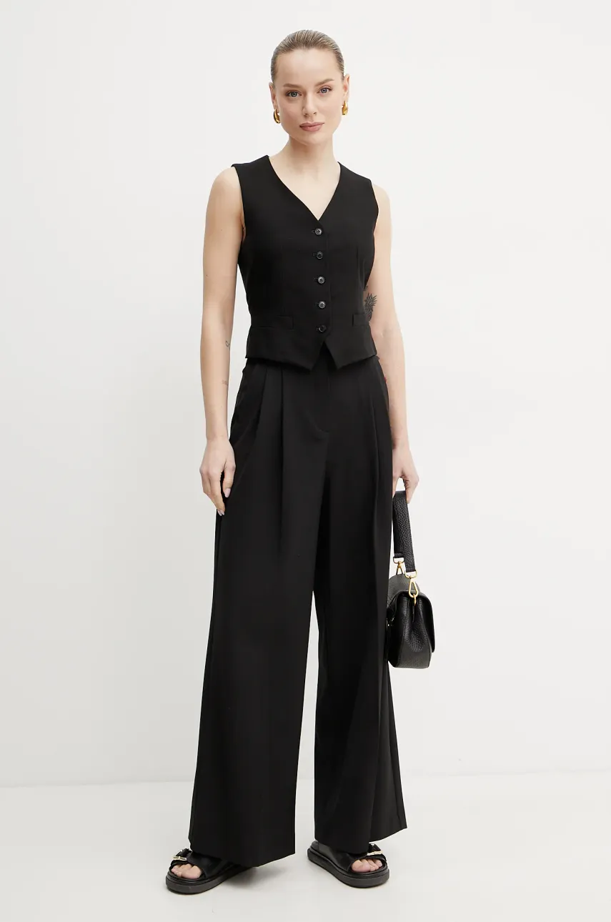 Брюки с примесью кашемира Weekend Max Mara женские цвет чёрный широкие высокая посадка 2515131131600 Брюки с примесью кашемира Weekend Max Mara женские цвет чёрный широкие высокая посадка 2515131131600