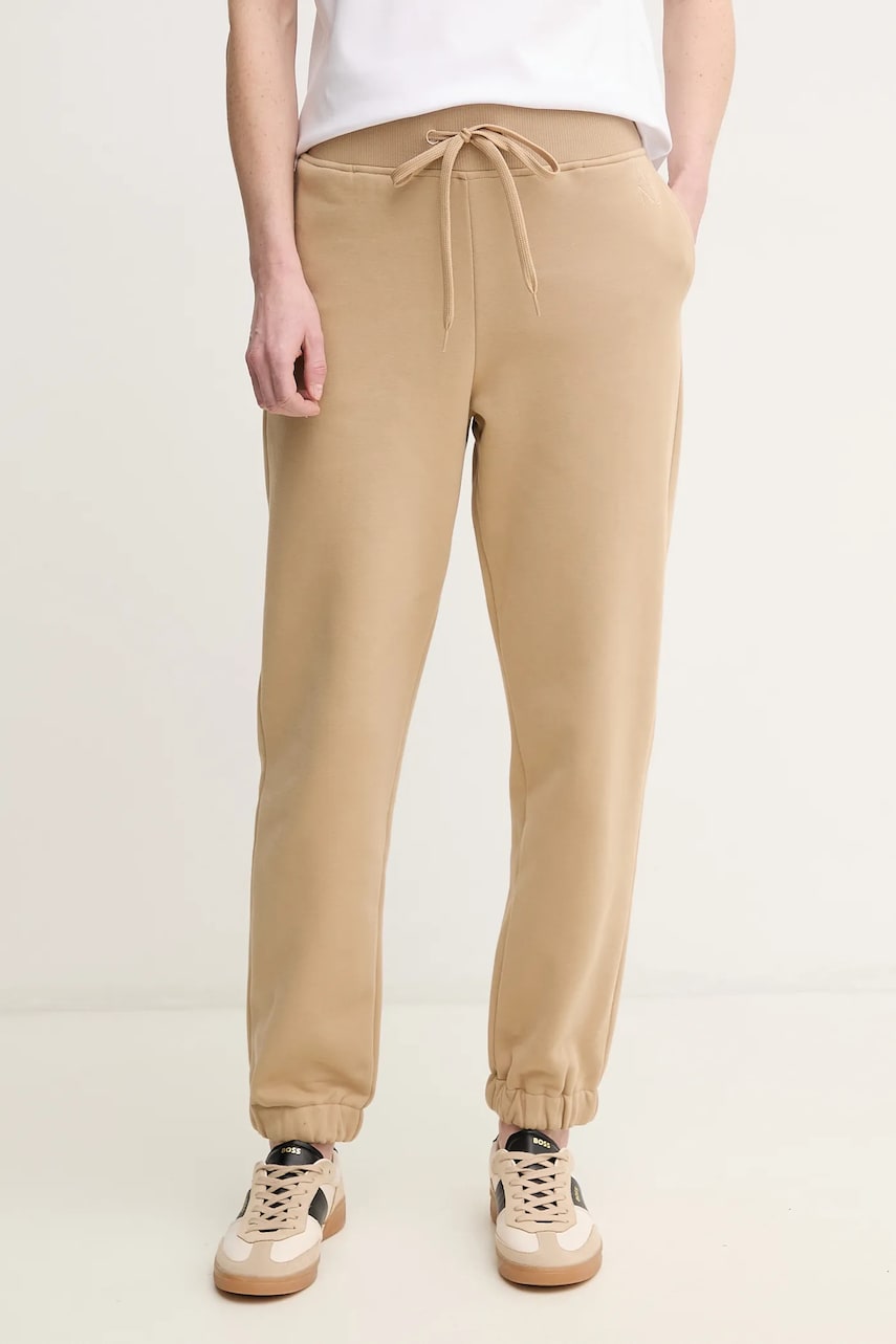 Weekend Max Mara pantaloni de trening din bumbac femei, culoarea bej, uni, 2515781031600 Weekend Max Mara pantaloni de trening din bumbac femei, culoarea bej, uni, 2515781031600