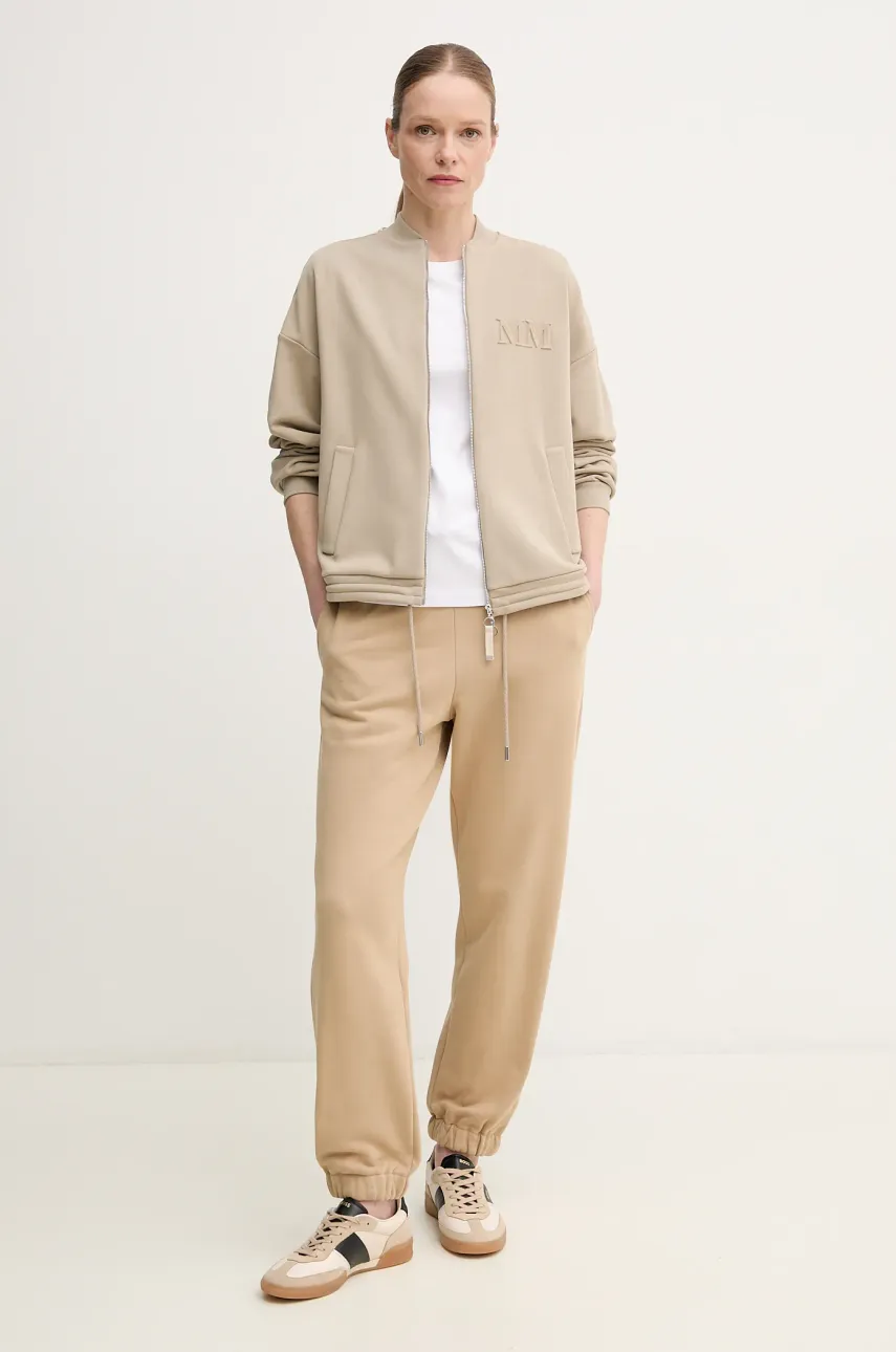 Хлопковые спортивные штаны Weekend Max Mara женские цвет бежевый однотонные 2515781031600 Хлопковые спортивные штаны Weekend Max Mara женские цвет бежевый однотонные 2515781031600