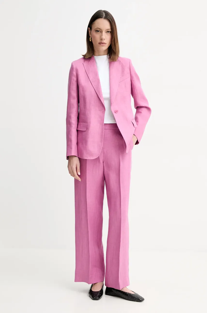Льняные брюки Weekend Max Mara женские цвет розовый широкие высокая посадка 2515131052600 Льняные брюки Weekend Max Mara женские цвет розовый широкие высокая посадка 2515131052600