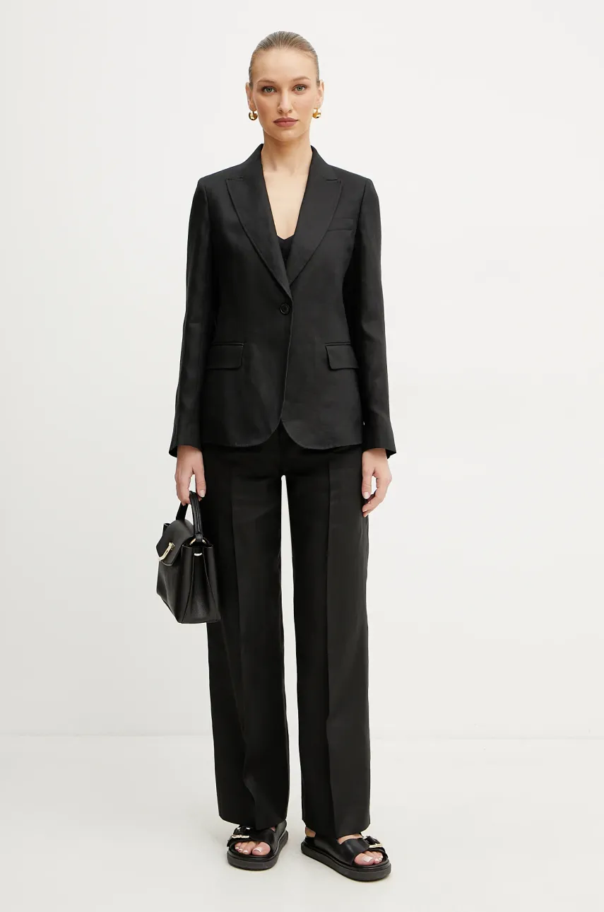 Льняные брюки Weekend Max Mara женские цвет чёрный широкие высокая посадка 2515131052600 Льняные брюки Weekend Max Mara женские цвет чёрный широкие высокая посадка 2515131052600