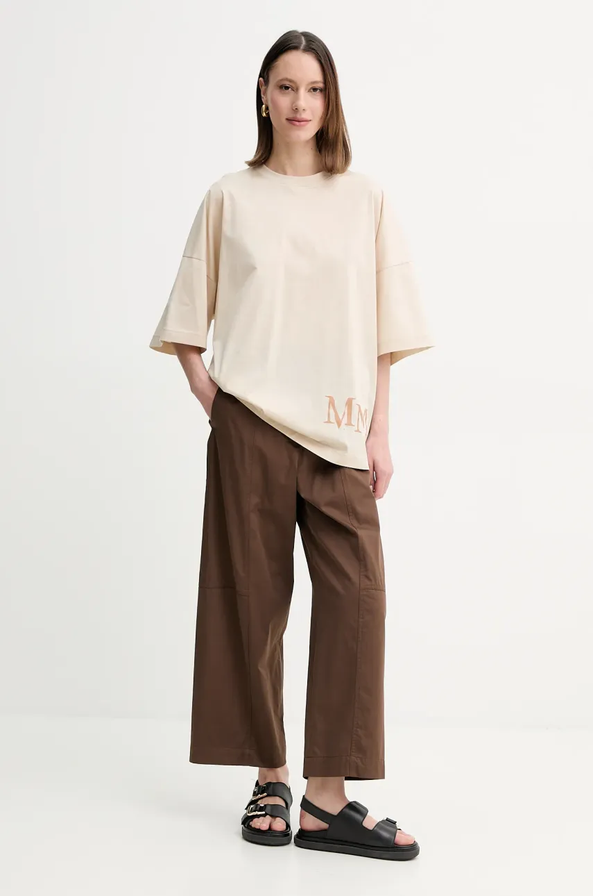 Хлопковые брюки Weekend Max Mara женские цвет коричневый прямые высокая посадка 2515131092600 Хлопковые брюки Weekend Max Mara женские цвет коричневый прямые высокая посадка 2515131092600