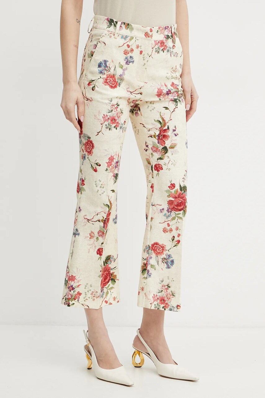 Levně Kalhoty Weekend Max Mara dámské, béžová barva, zvony, medium waist, 2515131122600