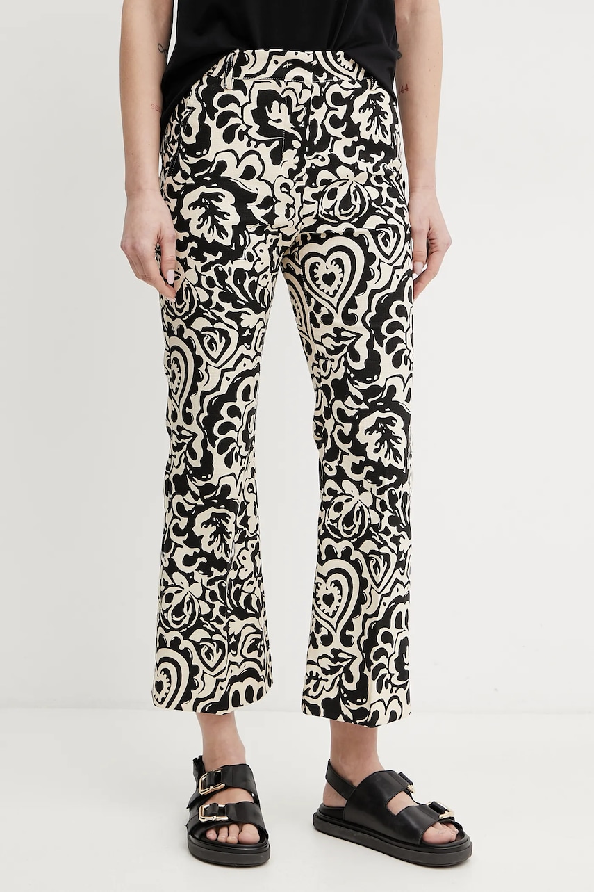 Weekend Max Mara pantaloni femei, culoarea negru, evazati, medium waist, 2515131122600