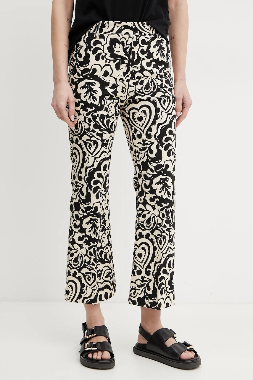 Weekend Max Mara pantaloni femei, culoarea negru, evazati, medium waist, 2515131122600