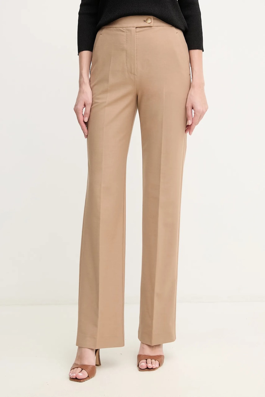 MM pantaloni femei, culoarea bej, drept, high waist, 2516781028600
